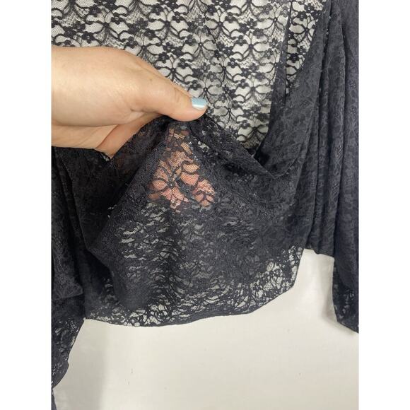 Logo Lori Goldstein Black Lace Pullover Layering Top Whimsigoth Y2K 2X 3X New - Picture 9 of 12